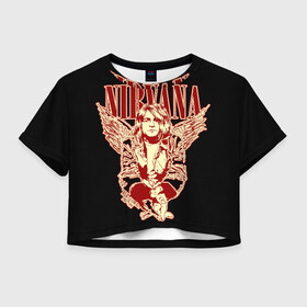 Женская футболка Crop-top 3D с принтом Nirvana в Рязани, 100% полиэстер | круглая горловина, длина футболки до линии талии, рукава с отворотами | bleach | blew | cobain | dave | geffen | hormoaning | in utero | incesticide | krist | kurt | nevermind | nirvana | novoselic | rock | vevo | геффен | курт кобейн | нирвана | рок