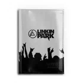 Обложка для автодокументов с принтом LINKIN PARK в Рязани, натуральная кожа |  размер 19,9*13 см; внутри 4 больших “конверта” для документов и один маленький отдел — туда идеально встанут права | Тематика изображения на принте: chester bennington | linkin park | mike shinoda | линкин парк