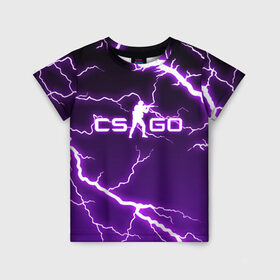 Детская футболка 3D с принтом CS GO LIGHTNING STYLE в Рязани, 100% гипоаллергенный полиэфир | прямой крой, круглый вырез горловины, длина до линии бедер, чуть спущенное плечо, ткань немного тянется | Тематика изображения на принте: astralis | awp | counter strike | cs go | cs go global offensive | faze clan | hyper beast | team liquid | thunder | астралис | молнии | тим ликвид | фейз клан | хайпер бист | шторм