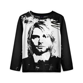 Детский лонгслив 3D с принтом Kurt Cobain в Рязани, 100% полиэстер | длинные рукава, круглый вырез горловины, полуприлегающий силуэт
 | bleach | blew | cobain | dave | geffen | hormoaning | in utero | incesticide | krist | kurt | nevermind | nirvana | novoselic | rock | vevo | геффен | курт кобейн | нирвана | рок