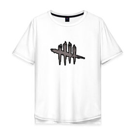Мужская футболка хлопок Oversize с принтом DEAD BY DAYLIGHT в Рязани, 100% хлопок | свободный крой, круглый ворот, “спинка” длиннее передней части | dbd | dead by daylight | survival horror | дбд | мертвы к рассвету