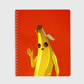Тетрадь с принтом Banana в Рязани, 100% бумага | 48 листов, плотность листов — 60 г/м2, плотность картонной обложки — 250 г/м2. Листы скреплены сбоку удобной пружинной спиралью. Уголки страниц и обложки скругленные. Цвет линий — светло-серый
 | epic | fortnite | банан | фортнайт | эпик