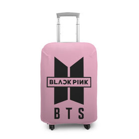 Чехол для чемодана 3D с принтом BTS and BLACKPINK в Рязани, 86% полиэфир, 14% спандекс | двустороннее нанесение принта, прорези для ручек и колес | bangtan boys | black | blackpink | bt21 | bts | k pop | pink | rose | блек пинк | блекпинк | блэк пинк | блэкпинк | бтс