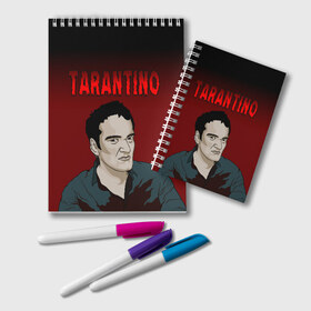 Блокнот с принтом Tarantino в Рязани, 100% бумага | 48 листов, плотность листов — 60 г/м2, плотность картонной обложки — 250 г/м2. Листы скреплены удобной пружинной спиралью. Цвет линий — светло-серый
 | Тематика изображения на принте: quentin tarantino | квентин тарантино