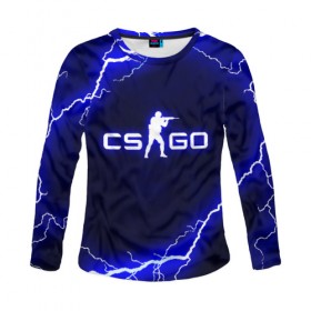 Женский лонгслив 3D с принтом CS GO LIGHTNING STYLE в Рязани, 100% полиэстер | длинные рукава, круглый вырез горловины, полуприлегающий силуэт | astralis | awp | counter strike | cs go | cs go global offensive | faze clan | hyper beast | team liquid | thunder | астралис | молнии | тим ликвид | фейз клан | хайпер бист | шторм