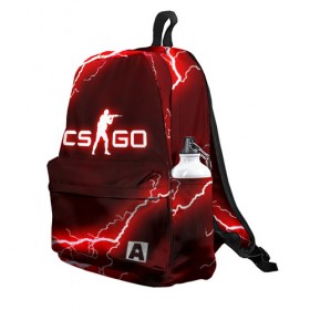 Рюкзак 3D с принтом CS GO LIGHTNING STYLE в Рязани, 100% полиэстер | лямки с регулируемой длиной, сверху петелька, чтобы рюкзак можно было повесить на вешалку. Основное отделение закрывается на молнию, как и внешний карман. Внутри два дополнительных кармана, один из которых закрывается на молнию. По бокам два дополнительных кармашка | 