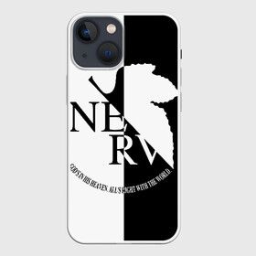 Чехол для iPhone 13 mini с принтом Nerv black and white в Рязани,  |  | angel | eva | evangelion | neon genesis evangelion | nerv | аска лэнгли сорью | ева | евангелион | мисато кацураги | рей аянами | синдзи