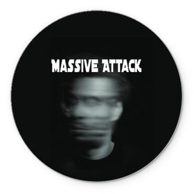 Коврик для мышки круглый с принтом Massive Attack в Рязани, резина и полиэстер | круглая форма, изображение наносится на всю лицевую часть | грант маршалл | роберт дель ная | трип хоп