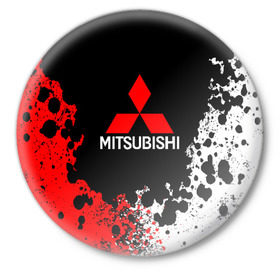 Значок с принтом MITSUBISHI в Рязани,  металл | круглая форма, металлическая застежка в виде булавки | mitsubishi | sport | митсубиси | митсубиши | спорт
