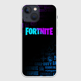 Чехол для iPhone 13 mini с принтом FORTNITE в Рязани,  |  | borderlands | call of duty | counter strike | cs go | dark souls | devil may cry | dmc | face | fallout | far cry | stalker | tes | the elder scrolls | the last of us | the witcher | warframe | watch dogs | варфрейм | ведьмак | масс эффект |