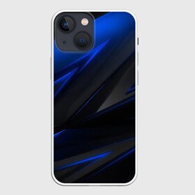 Чехол для iPhone 13 mini с принтом Blue and Black в Рязани,  |  | 3d | 3д | black | blue | texture | геометрия | красно синее | синий | текстуры | фигуры | черный