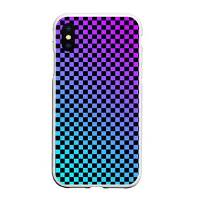 Чехол для iPhone XS Max матовый с принтом Checkerboard gradient в Рязани, Силикон | Область печати: задняя сторона чехла, без боковых панелей | Тематика изображения на принте: checkerboard | gradient | бойчик | градиент | клетка. ячейка | орнамент | френдзона | шахматная. доска | шашечки