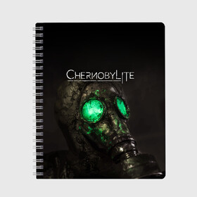 Тетрадь с принтом CHERNOBYLITE в Рязани, 100% бумага | 48 листов, плотность листов — 60 г/м2, плотность картонной обложки — 250 г/м2. Листы скреплены сбоку удобной пружинной спиралью. Уголки страниц и обложки скругленные. Цвет линий — светло-серый
 | anomaly | chernobyl | chernobylite | game | games | horror | logo | metro | stalker | symbol | аномалии | игра | игры | лого | логотип | метро | символ | сталкер | ужасы | хоррор | чернобылит | чернобыль