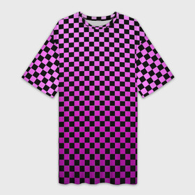 Платье-футболка 3D с принтом Checkerboard Color в Рязани,  |  | checkerboard | gradient | бойчик | в клетку | в клеточку | градиент | клетка | музыка | орнамент | френдзона | шахматная доска | шашки