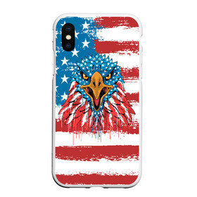 Чехол для iPhone XS Max матовый с принтом American Eagle в Рязани, Силикон | Область печати: задняя сторона чехла, без боковых панелей | Тематика изображения на принте: america | amerika | bird | eagle | flag | usa | америка | американский | орел | птица | соединенные | сша | флаг | штаты