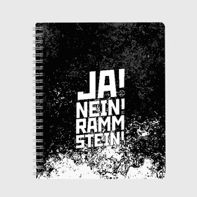 Тетрадь с принтом RAMMSTEIN в Рязани, 100% бумага | 48 листов, плотность листов — 60 г/м2, плотность картонной обложки — 250 г/м2. Листы скреплены сбоку удобной пружинной спиралью. Уголки страниц и обложки скругленные. Цвет линий — светло-серый
 | rammstein | рамштайн