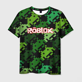 Мужская футболка 3D с принтом ROBLOX в Рязани, 100% полиэфир | прямой крой, круглый вырез горловины, длина до линии бедер | game | gamer | logo | minecraft | roblox | simulator | игра | конструктор | лого | симулятор | строительство | фигура