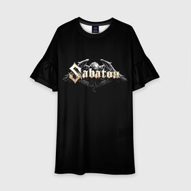 Детское платье 3D с принтом Sabaton в Рязани, 100% полиэстер | прямой силуэт, чуть расширенный к низу. Круглая горловина, на рукавах — воланы | battle metal | primo victoria | sabaton | the art of war | the great war | группа | йоаким броден | латный ботинок | метал | пауэр | рыцарские доспехи | сабатон | собатон | хэви