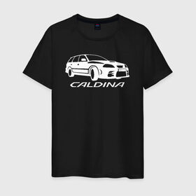 Мужская футболка хлопок с принтом Toyota Caldina в Рязани, 100% хлопок | прямой крой, круглый вырез горловины, длина до линии бедер, слегка спущенное плечо. | caldina | toyota | toyota caldina