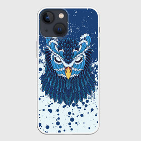 Чехол для iPhone 13 mini с принтом Сова в Рязани,  |  | animal | bird | owl | paint | животные | краска | птица | сова | филин