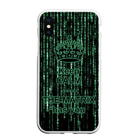 Чехол для iPhone XS Max матовый с принтом THE MATRIX HAS YOU в Рязани, Силикон | Область печати: задняя сторона чехла, без боковых панелей | matrix | андерсон | киану | код | компьютер. монитор. пк | матрица | послание | ривз | сообщение | томас