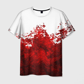 Мужская футболка 3D с принтом Кровавые брызги в Рязани, 100% полиэфир | прямой крой, круглый вырез горловины, длина до линии бедер | blood | bloody | horror | texture | абстракция | брызги | в крови | краска | красная краска | кровавая | кровь | текстура | ужас
