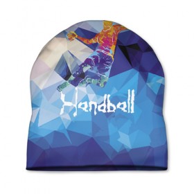 Шапка 3D с принтом Handball в Рязани, 100% полиэстер | универсальный размер, печать по всей поверхности изделия | attack | ball | game | handball | jump | player | sport | sportsman | атака | игра | мяч | прыжок | спорт | спортмен