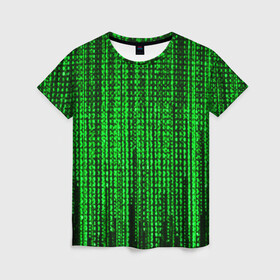 Женская футболка 3D с принтом Матрица в Рязани, 100% полиэфир ( синтетическое хлопкоподобное полотно) | прямой крой, круглый вырез горловины, длина до линии бедер | agent smith | hugo weaving | keanu reeves | the matrix | киану ривз | код | матрица | матрица 4 | нео | цифры