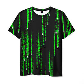 Мужская футболка 3D с принтом МАТРИЦА в Рязани, 100% полиэфир | прямой крой, круглый вырез горловины, длина до линии бедер | agent smith | hugo weaving | keanu reeves | the matrix | киану ривз | код | матрица | матрица 4 | нео | цифры