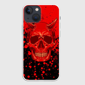 Чехол для iPhone 13 mini с принтом Devil Skull в Рязани,  |  | blood | devil | halloween | horror | paint | skull | дьявол | краска | кровь | страшный | хеллоуин | хэлуин | череп