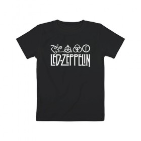 Детская футболка хлопок с принтом Led Zeppelin в Рязани, 100% хлопок | круглый вырез горловины, полуприлегающий силуэт, длина до линии бедер | led | led zeppelin | lz | zoso | группа | джимми пейдж | джон генри бонэм | джон пол джонс | зосо | лед зепелен | лед зеппелин | ледзепелен | ледзеппелин | лз | метал | роберт плант | рок | тяжелый