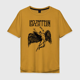 Мужская футболка хлопок Oversize с принтом Led Zeppelin в Рязани, 100% хлопок | свободный крой, круглый ворот, “спинка” длиннее передней части | led | led zeppelin | lz | zoso | группа | джимми пейдж | джон генри бонэм | джон пол джонс | зосо | лед зепелен | лед зеппелин | ледзепелен | ледзеппелин | лз | метал | роберт плант | рок | тяжелый