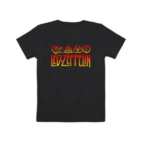 Детская футболка хлопок с принтом Led Zeppelin в Рязани, 100% хлопок | круглый вырез горловины, полуприлегающий силуэт, длина до линии бедер | led zeppelin | лед зеппелин