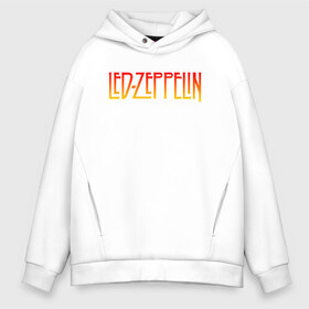 Мужское худи Oversize хлопок с принтом Led Zeppelin в Рязани, френч-терри — 70% хлопок, 30% полиэстер. Мягкий теплый начес внутри —100% хлопок | боковые карманы, эластичные манжеты и нижняя кромка, капюшон на магнитной кнопке | led zeppelin | лед зеппелин