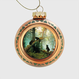 Стеклянный ёлочный шар с принтом Утро в сосновом лесу в Рязани, Стекло | Диаметр: 80 мм | живопись | искусство | картина | художники | шедевры