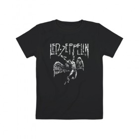 Детская футболка хлопок с принтом Led Zeppelin в Рязани, 100% хлопок | круглый вырез горловины, полуприлегающий силуэт, длина до линии бедер | led | led zep | led zeppelin | ledzep | lz | zoso | группа | джимми пейдж | джон генри бонэм | джон пол джонс | зосо | лед зепелен | лед зеппелин | ледзепелен | ледзеппелин | роберт плант | рок