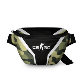 Поясная сумка 3D с принтом CS:GO Camouflage в Рязани, 100% полиэстер | плотная ткань, ремень с регулируемой длиной, внутри несколько карманов для мелочей, основное отделение и карман с обратной стороны сумки застегиваются на молнию | conter | counter | cs go | csgo | global | offensive | strike | контер | кс го | ксго | страйк