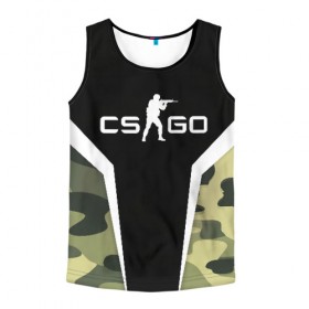 Мужская майка 3D с принтом CS:GO Camouflage в Рязани, 100% полиэстер | круглая горловина, приталенный силуэт, длина до линии бедра. Пройма и горловина окантованы тонкой бейкой | Тематика изображения на принте: conter | counter | cs go | csgo | global | offensive | strike | контер | кс го | ксго | страйк