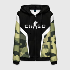 Мужская толстовка 3D на молнии с принтом CSGO Camouflage в Рязани, 100% полиэстер | длина до линии бедра, манжеты и пояс оформлены мягкой тканевой резинкой, двухслойный капюшон со шнурком для регулировки, спереди молния, по бокам два кармана | Тематика изображения на принте: conter | counter | cs go | csgo | global | offensive | strike | контер | кс го | ксго | страйк