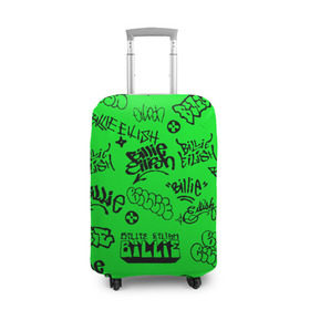 Чехол для чемодана 3D с принтом Billie Eilish graffiti в Рязани, 86% полиэфир, 14% спандекс | двустороннее нанесение принта, прорези для ручек и колес | billie | eilish | graffiti | айлиш | билли | граффити | татуировки