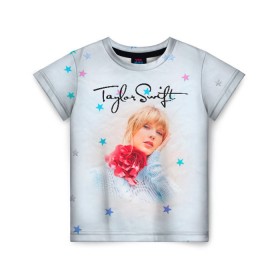 Детская футболка 3D с принтом Taylor Swift в Рязани, 100% гипоаллергенный полиэфир | прямой крой, круглый вырез горловины, длина до линии бедер, чуть спущенное плечо, ткань немного тянется | Тематика изображения на принте: lover | taylor swift | taylor swift lover | тэйлор свифт