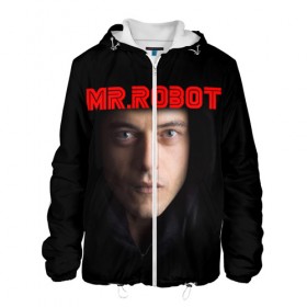 Мужская куртка 3D с принтом Mr.robot в Рязани, ткань верха — 100% полиэстер, подклад — флис | прямой крой, подол и капюшон оформлены резинкой с фиксаторами, два кармана без застежек по бокам, один большой потайной карман на груди. Карман на груди застегивается на липучку | Тематика изображения на принте: 