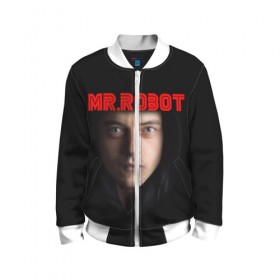 Детский бомбер 3D с принтом Mr.robot в Рязани, 100% полиэстер | застегивается на молнию, по бокам два кармана без застежек, мягкие манжеты, по низу бомбера и на воротнике — эластичная резинка | Тематика изображения на принте: 