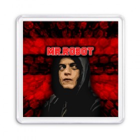 Магнит 55*55 с принтом Mr.robot в Рязани, Пластик | Размер: 65*65 мм; Размер печати: 55*55 мм | Тематика изображения на принте: robot | драма | мистер | мистер робот | психологический триллер | рами малек | робот | технотриллер