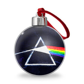 Ёлочный шар с принтом PINK FLOYD в Рязани, Пластик | Диаметр: 77 мм | music | pink floyd | the dark side of the moon | космос | луна | музыка | пинк флойд | призма | рок | треугольник | триангулярная призма