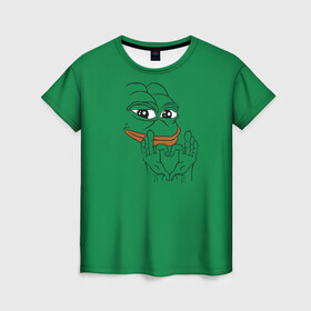 Женская футболка 3D с принтом PepeLove в Рязани, 100% полиэфир ( синтетическое хлопкоподобное полотно) | прямой крой, круглый вырез горловины, длина до линии бедер | feels bad man | feels good man | pepe | pepe the frog | sad pepe | грустная лягушка | пепе