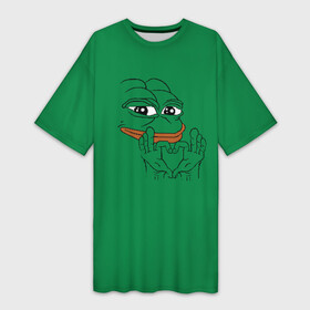 Платье-футболка 3D с принтом PepeLove в Рязани,  |  | feels bad man | feels good man | pepe | pepe the frog | sad pepe | грустная лягушка | пепе