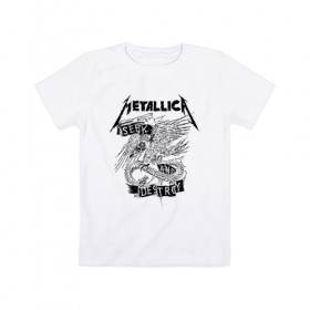 Детская футболка хлопок с принтом Metallica в Рязани, 100% хлопок | круглый вырез горловины, полуприлегающий силуэт, длина до линии бедер | metalica | metallica | группа | джеймс хэтфилд | кирк хэмметт | ларс ульрих | метал | металика | металлика | миталика | музыка | роберт трухильо | рок | трэш | трэшметал | хард | хеви