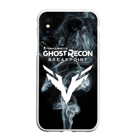 Чехол для iPhone XS Max матовый с принтом GHOST RECON BREAKPOINT в Рязани, Силикон | Область печати: задняя сторона чехла, без боковых панелей | Тематика изображения на принте: break | breakpoint | clancy | clancy’s | ghost | logo | point | recon | symbol | tom | ubisoft | брейк | брейкпоинт | гост | игра | игры | кленсис | клэнси | лого | логотип | поинт | рекон | символ | том | юбисофт