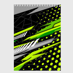 Скетчбук с принтом Black and Green в Рязани, 100% бумага
 | 48 листов, плотность листов — 100 г/м2, плотность картонной обложки — 250 г/м2. Листы скреплены сверху удобной пружинной спиралью | texture | абстракция | граффити | краски | линии | текстура | уличный стиль | яркая